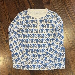 Roller rabbit women’s XS pajama set. Classic blue monkey pattern.